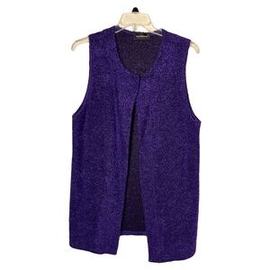 Travel Elements | Purple Boucle Wool Blend Open Front Sleeveless Cardigan. XL